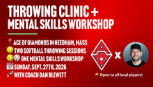 Load image into Gallery viewer, Throwing &amp; Mental Skills Clinics - Needham, Mass USA - Sept. 27th, 2026