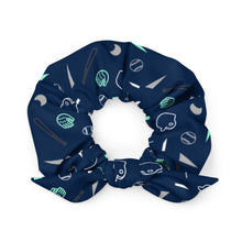 Load image into Gallery viewer, Navy Abstract Softball Scrunchie